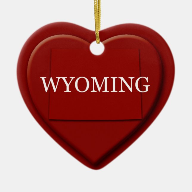 Ornamento navideño de Wyoming Heart Map (Frente)