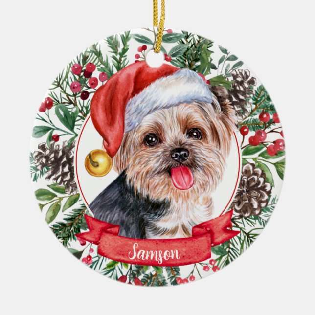 Ornamento navideño de Yorkshire Terrier Dog Person (Frente)