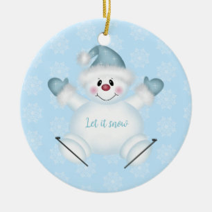 Ornamento navideño deja que nieva a Snowman