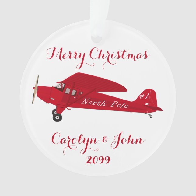 Ornamento navideño del avión acrílico del Polo Nor (Anverso)