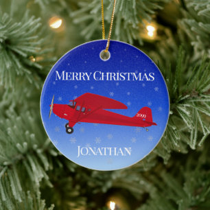Ornamento navideño del avión rojo