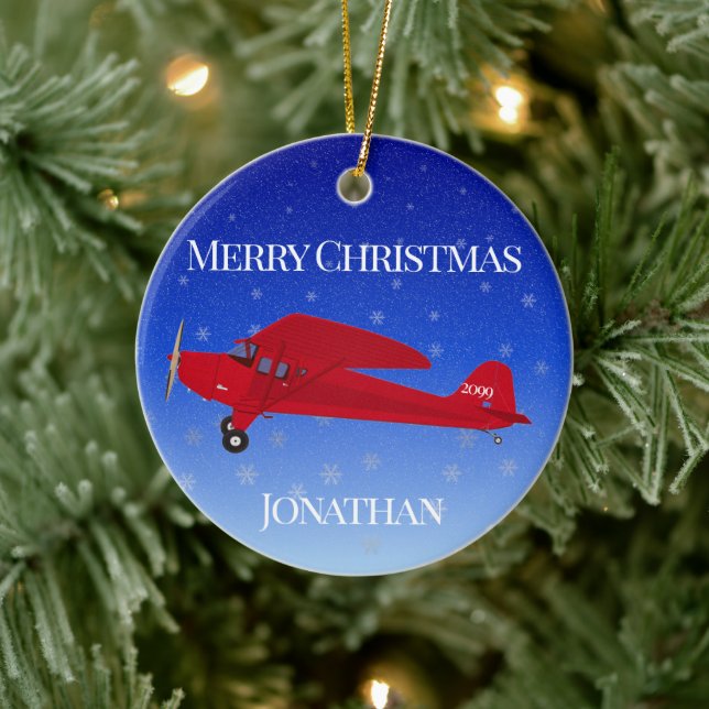 Ornamento navideño del avión rojo (Árbol)