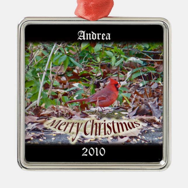 Ornamento navideño del cardenal Merry para persona (Frente)