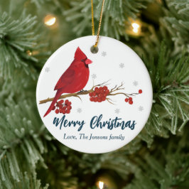Ornamento navideño del cardenal rojo