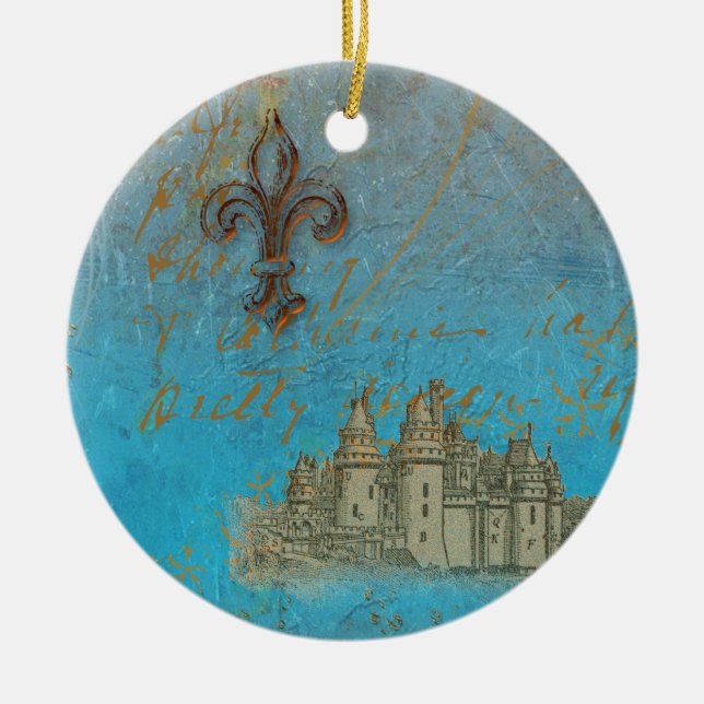 Ornamento navideño del castillo de Fleur de lis (Frente)