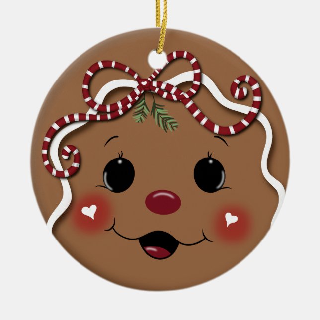 Ornamento navideño del chica de Gingerbread (Frente)