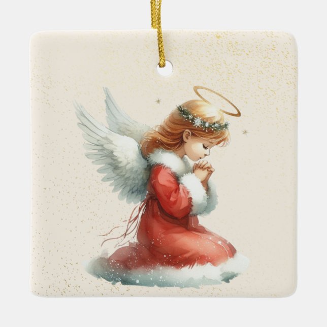 Ornamento navideño del Chica de oración personaliz (Anverso)
