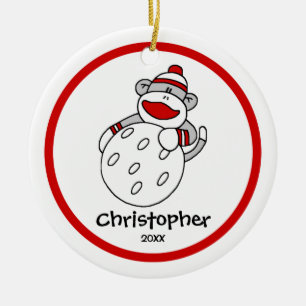 Ornamento navideño del chico del golf del mono cho