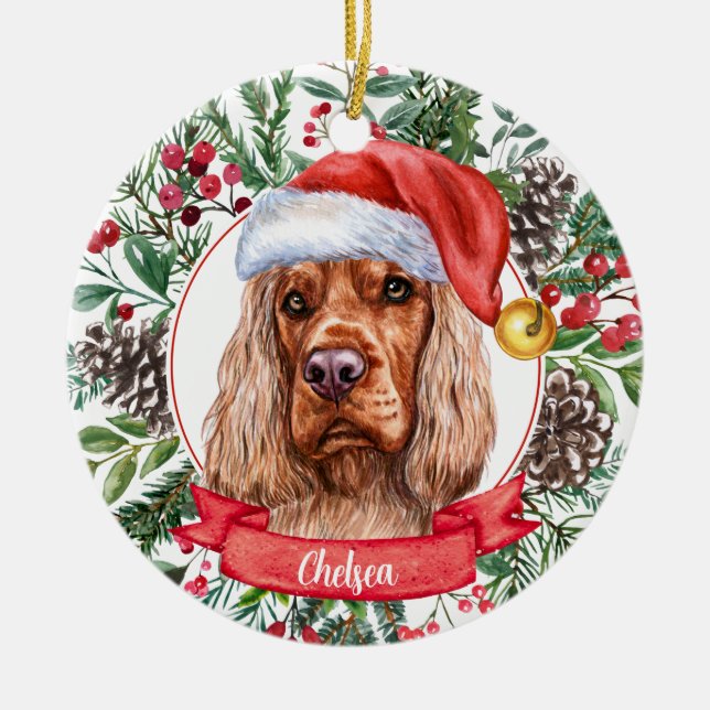 Ornamento navideño del Cocker Spaniel Personalizad (Frente)