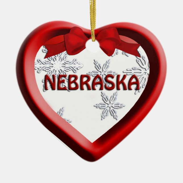 Ornamento navideño del Corazón de Nebraska (Frente)