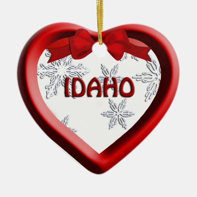 Ornamento navideño del Corazón de Nieves de Idaho (Frente)