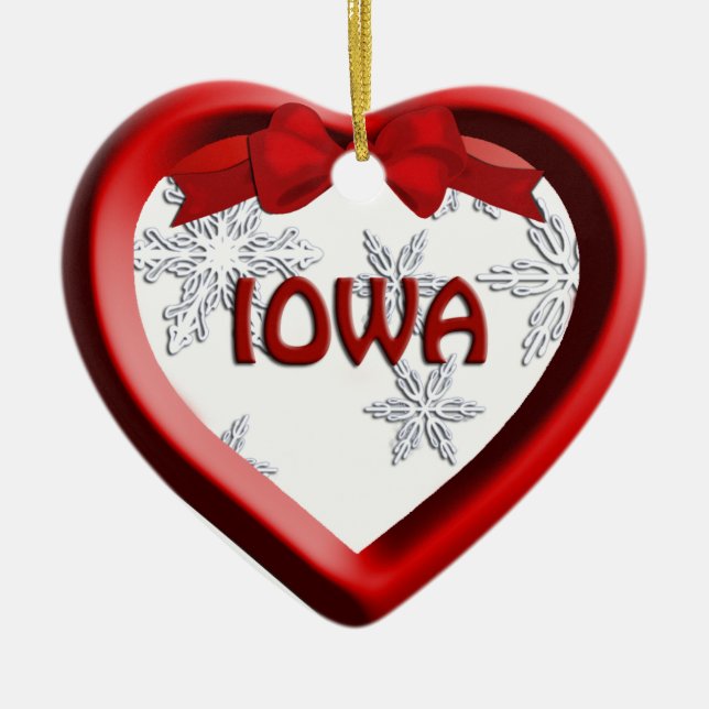 Ornamento navideño del Corazón Iowa (Frente)