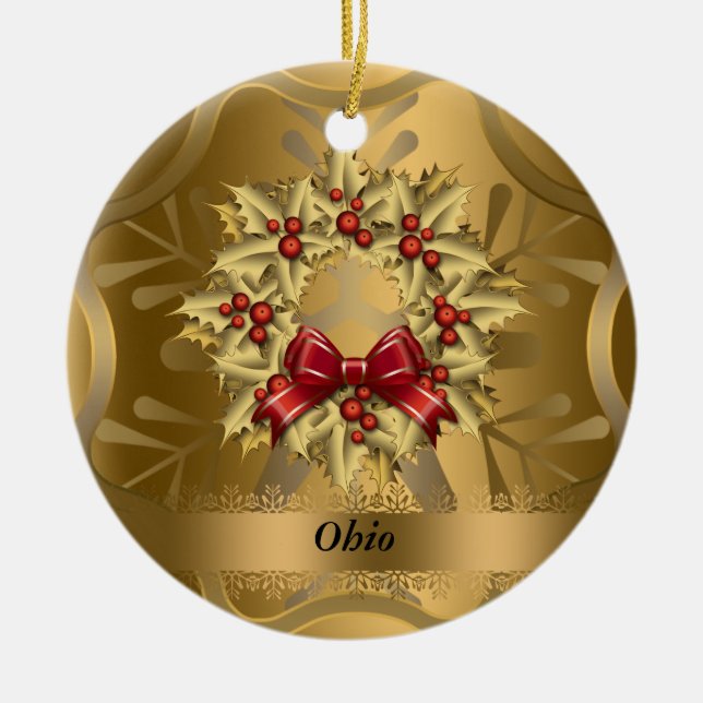 Ornamento navideño del estado de Ohio (Frente)