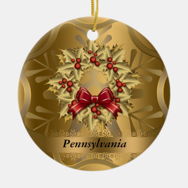 Ornamento navideño del estado de Pennsylvania (Frente)