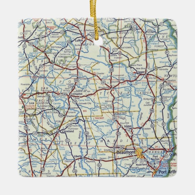 Ornamento navideño del Este de Texas con mapa vint (Anverso)