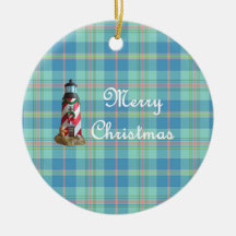 Ornamento navideño del faro costero