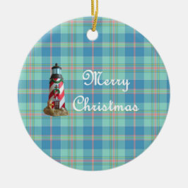 Ornamento navideño del faro costero