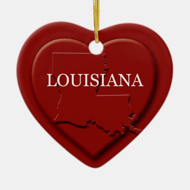Ornamento navideño del Louisiana Heart Map (Frente)