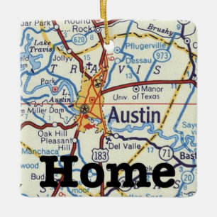 Ornamento navideño del Mapa de Vintage de Austin 