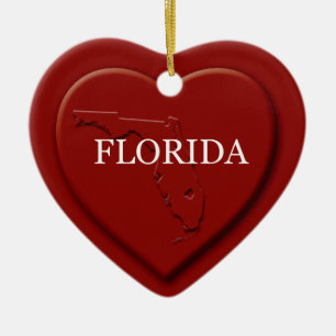 Ornamento navideño del mapa del corazón de Flori