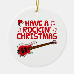 Ornamento navideño del músico Bass Guitar Battend
