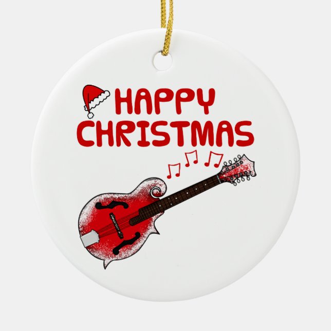 Ornamento navideño del músico folclórico de Mandol (Frente)