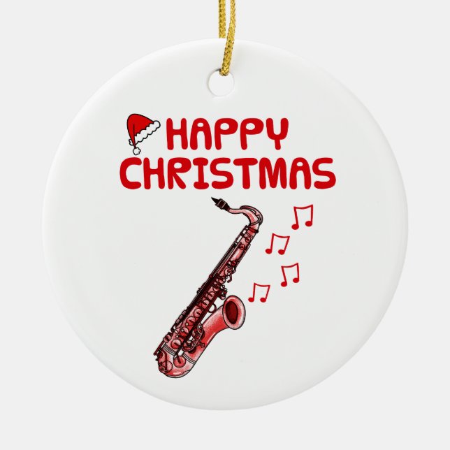 Ornamento navideño del músico saxofonista saxofón  (Frente)