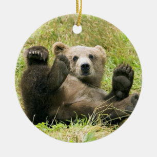 Ornamento navideño del oso marrón