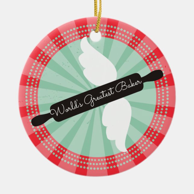 Ornamento navideño del panadero de alfileres volad (Frente)