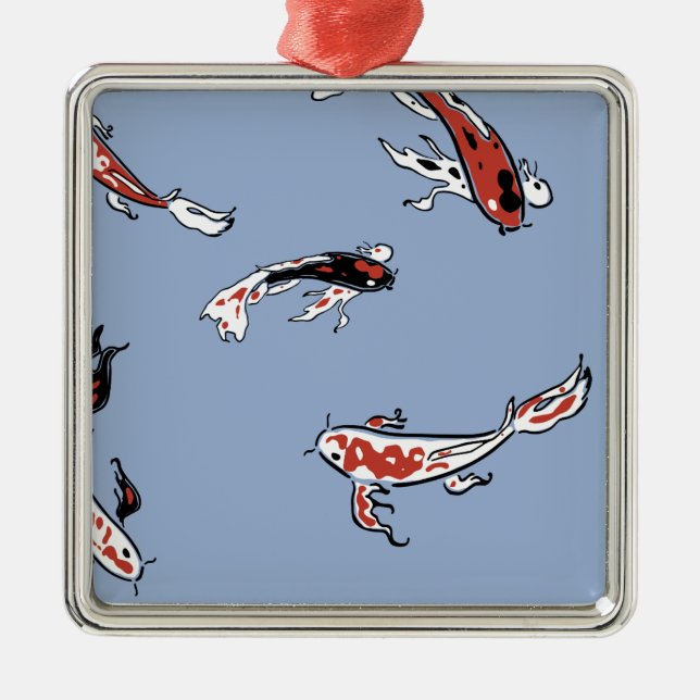 Ornamento navideño del patrón de peces de carpa de (Frente)