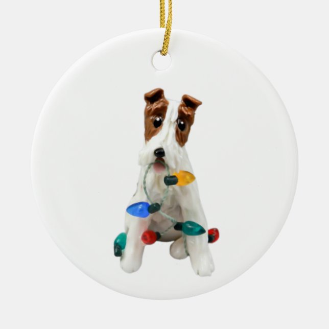 Ornamento navideño del perro de Fox Terrier (Frente)