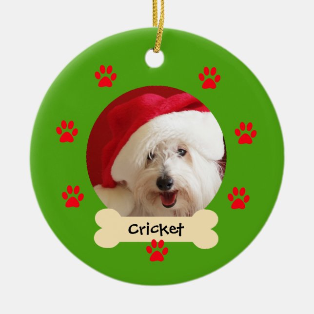 Ornamento navideño del perro de la foto (Frente)