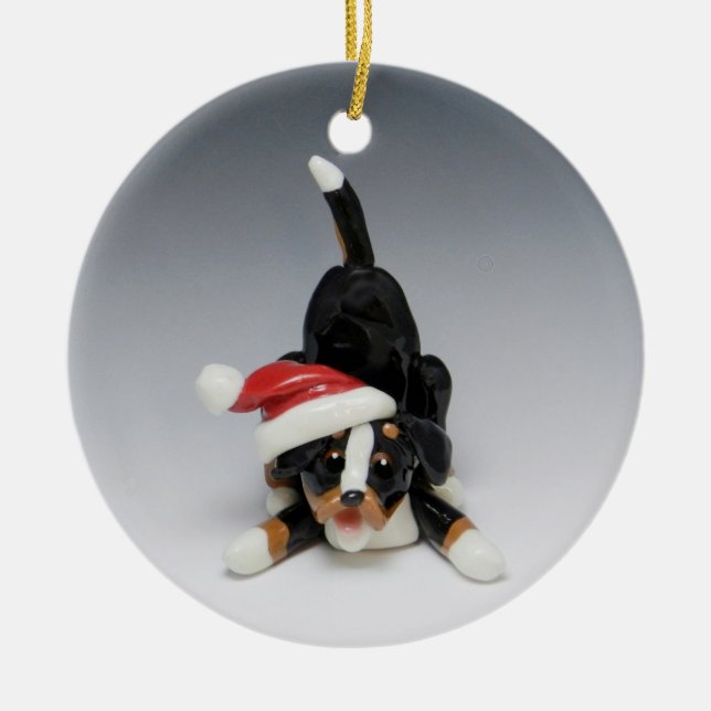 Ornamento navideño del perro de la montaña suiza (Frente)