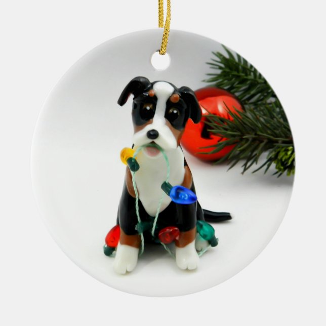 Ornamento navideño del perro de la montaña suiza (Frente)