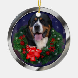 Ornamento navideño del perro de la montaña suiza