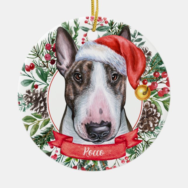Ornamento navideño del perro Personalizado de Bull (Frente)