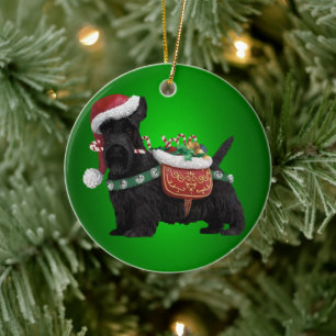 Ornamento navideño del perro Schnauzer negro en m