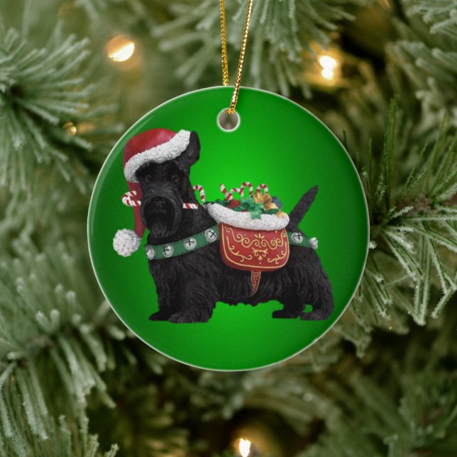 Ornamento navideño del perro Schnauzer negro en mi (Árbol)