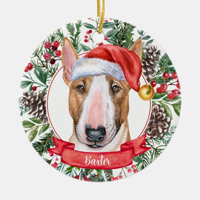 Ornamento navideño del Personalizado Bull Terrier  (Frente)
