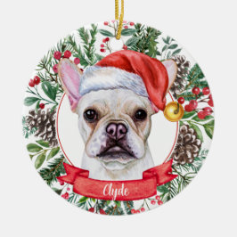 Ornamento navideño del Personalizado Bulldog franc