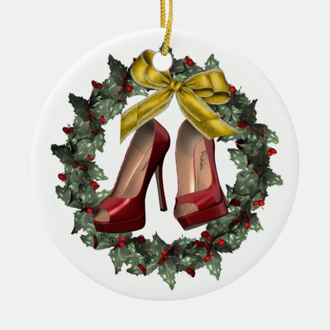Ornamento navideño del Personalizado de guirnaldas (Frente)