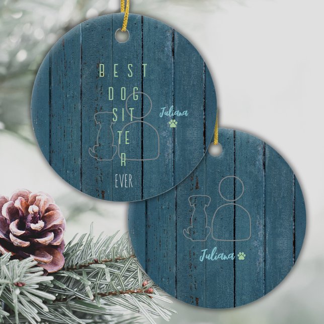 Ornamento navideño del Personalizado del mejor sit (Show your Favorite Dog Sitter how thankful you are for their hard work, with this custom ornament!)