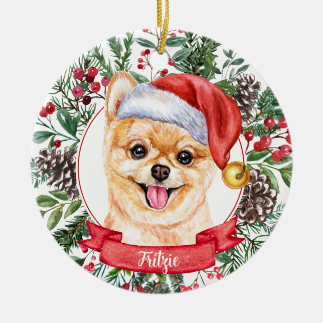 Ornamento navideño del Personalizado Pomerania Per (Frente)