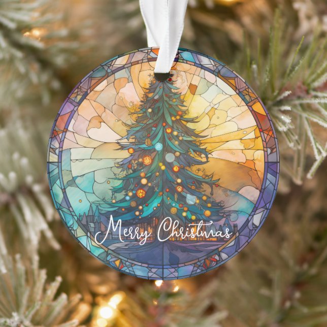 Ornamento navideño del personalizado Sed Glass Tre (Árbol)