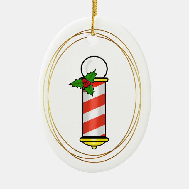 Ornamento navideño del polo barbero (Frente)