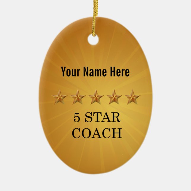 Ornamento navideño del Premio Coach Five Star Gold (Frente)
