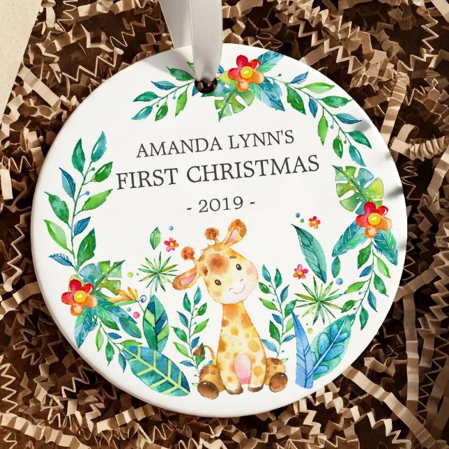 Ornamento navideño del primer bebé de la jirafa de (Subido por el creador)