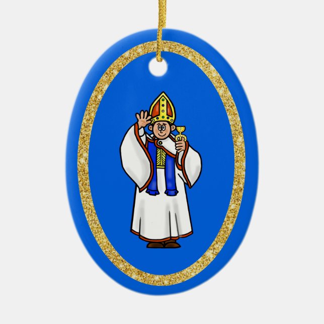 Ornamento navideño del sacerdote con cáliz (Frente)