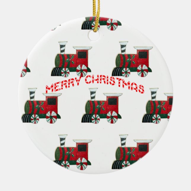 Ornamento navideño del Toy Train Santa (Frente)