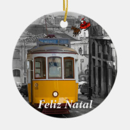 Ornamento navideño del tranvía eléctrico de Lisboa